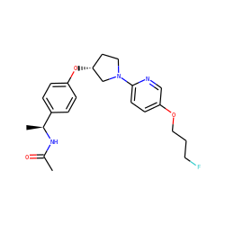 CC(=O)N[C@@H](C)c1ccc(O[C@@H]2CCN(c3ccc(OCCCF)cn3)C2)cc1 ZINC000169709935