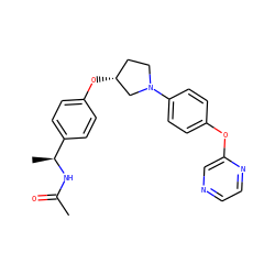 CC(=O)N[C@@H](C)c1ccc(O[C@@H]2CCN(c3ccc(Oc4cnccn4)cc3)C2)cc1 ZINC001772593689
