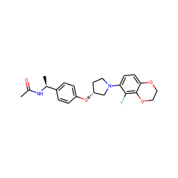 CC(=O)N[C@@H](C)c1ccc(O[C@@H]2CCN(c3ccc4c(c3F)OCCO4)C2)cc1 ZINC001772642250