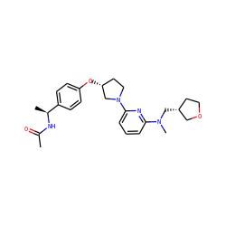 CC(=O)N[C@@H](C)c1ccc(O[C@@H]2CCN(c3cccc(N(C)C[C@@H]4CCOC4)n3)C2)cc1 ZINC000169709898