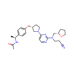 CC(=O)N[C@@H](C)c1ccc(O[C@@H]2CCN(c3ccnc(N(CCC#N)C[C@@H]4CCCO4)n3)C2)cc1 ZINC000261091654
