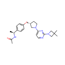 CC(=O)N[C@@H](C)c1ccc(O[C@@H]2CCN(c3ccnc(N4CC(C)(C)C4)n3)C2)cc1 ZINC000261189962