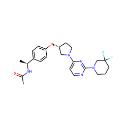 CC(=O)N[C@@H](C)c1ccc(O[C@@H]2CCN(c3ccnc(N4CCCC(F)(F)C4)n3)C2)cc1 ZINC000261139953