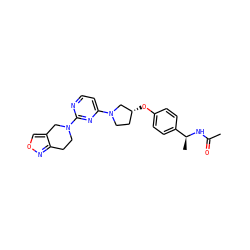 CC(=O)N[C@@H](C)c1ccc(O[C@@H]2CCN(c3ccnc(N4CCc5nocc5C4)n3)C2)cc1 ZINC000261129632