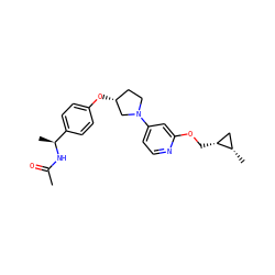 CC(=O)N[C@@H](C)c1ccc(O[C@@H]2CCN(c3ccnc(OC[C@@H]4C[C@@H]4C)c3)C2)cc1 ZINC000169709786
