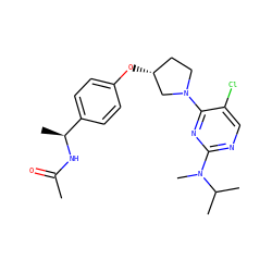 CC(=O)N[C@@H](C)c1ccc(O[C@@H]2CCN(c3nc(N(C)C(C)C)ncc3Cl)C2)cc1 ZINC000261082466