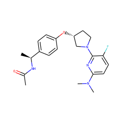 CC(=O)N[C@@H](C)c1ccc(O[C@@H]2CCN(c3nc(N(C)C)ccc3F)C2)cc1 ZINC000169709890