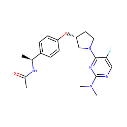 CC(=O)N[C@@H](C)c1ccc(O[C@@H]2CCN(c3nc(N(C)C)ncc3F)C2)cc1 ZINC000261183448