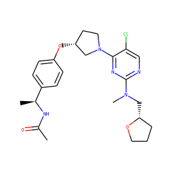 CC(=O)N[C@@H](C)c1ccc(O[C@@H]2CCN(c3nc(N(C)C[C@@H]4CCCO4)ncc3Cl)C2)cc1 ZINC000261178033