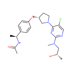 CC(=O)N[C@@H](C)c1ccc(O[C@@H]2CCN(c3nc(N(C)C[C@H](C)O)ncc3Cl)C2)cc1 ZINC000261176679