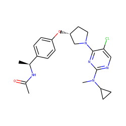 CC(=O)N[C@@H](C)c1ccc(O[C@@H]2CCN(c3nc(N(C)C4CC4)ncc3Cl)C2)cc1 ZINC000261141570