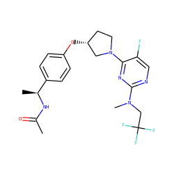 CC(=O)N[C@@H](C)c1ccc(O[C@@H]2CCN(c3nc(N(C)CC(F)(F)F)ncc3F)C2)cc1 ZINC000261127557