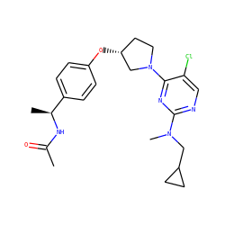 CC(=O)N[C@@H](C)c1ccc(O[C@@H]2CCN(c3nc(N(C)CC4CC4)ncc3Cl)C2)cc1 ZINC000261088757