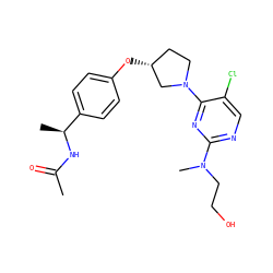 CC(=O)N[C@@H](C)c1ccc(O[C@@H]2CCN(c3nc(N(C)CCO)ncc3Cl)C2)cc1 ZINC000261075997