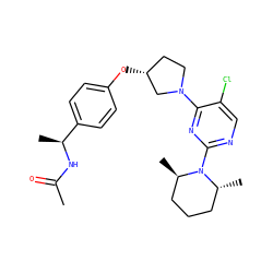 CC(=O)N[C@@H](C)c1ccc(O[C@@H]2CCN(c3nc(N4[C@H](C)CCC[C@H]4C)ncc3Cl)C2)cc1 ZINC000261162956
