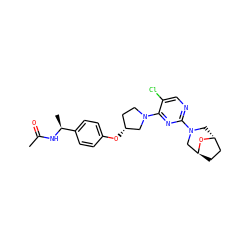 CC(=O)N[C@@H](C)c1ccc(O[C@@H]2CCN(c3nc(N4C[C@@H]5CC[C@@H](C4)O5)ncc3Cl)C2)cc1 ZINC000261162962