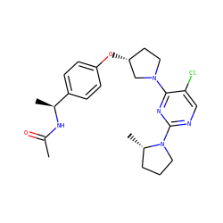 CC(=O)N[C@@H](C)c1ccc(O[C@@H]2CCN(c3nc(N4CCC[C@@H]4C)ncc3Cl)C2)cc1 ZINC000261176686