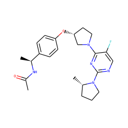 CC(=O)N[C@@H](C)c1ccc(O[C@@H]2CCN(c3nc(N4CCC[C@@H]4C)ncc3F)C2)cc1 ZINC000261179895