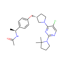 CC(=O)N[C@@H](C)c1ccc(O[C@@H]2CCN(c3nc(N4CCCC4(C)C)ncc3Cl)C2)cc1 ZINC000261077347