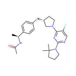 CC(=O)N[C@@H](C)c1ccc(O[C@@H]2CCN(c3nc(N4CCCC4(C)C)ncc3F)C2)cc1 ZINC000261166890