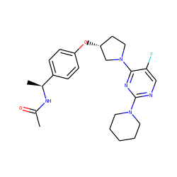 CC(=O)N[C@@H](C)c1ccc(O[C@@H]2CCN(c3nc(N4CCCCC4)ncc3F)C2)cc1 ZINC000261098286