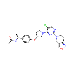 CC(=O)N[C@@H](C)c1ccc(O[C@@H]2CCN(c3nc(N4CCc5nocc5C4)ncc3Cl)C2)cc1 ZINC000261187627