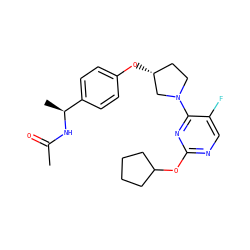 CC(=O)N[C@@H](C)c1ccc(O[C@@H]2CCN(c3nc(OC4CCCC4)ncc3F)C2)cc1 ZINC000261189876