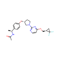 CC(=O)N[C@@H](C)c1ccc(O[C@@H]2CCN(c3nccc(OC[C@H]4CC4(F)F)n3)C2)cc1 ZINC000261133975