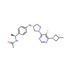 CC(=O)N[C@@H](C)c1ccc(O[C@@H]2CCN(c3ncnc(N4CC(C)C4)c3F)C2)cc1 ZINC000261138413