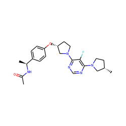 CC(=O)N[C@@H](C)c1ccc(O[C@@H]2CCN(c3ncnc(N4CC[C@H](C)C4)c3F)C2)cc1 ZINC000261107379
