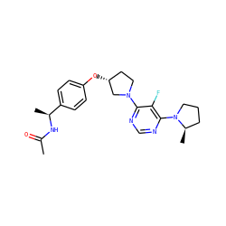 CC(=O)N[C@@H](C)c1ccc(O[C@@H]2CCN(c3ncnc(N4CCC[C@H]4C)c3F)C2)cc1 ZINC000261186734