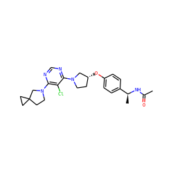 CC(=O)N[C@@H](C)c1ccc(O[C@@H]2CCN(c3ncnc(N4CCC5(CC5)C4)c3Cl)C2)cc1 ZINC000261112078