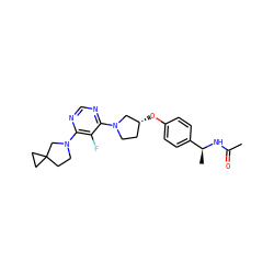 CC(=O)N[C@@H](C)c1ccc(O[C@@H]2CCN(c3ncnc(N4CCC5(CC5)C4)c3F)C2)cc1 ZINC000261081904