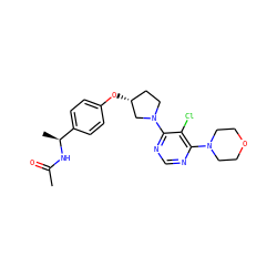 CC(=O)N[C@@H](C)c1ccc(O[C@@H]2CCN(c3ncnc(N4CCOCC4)c3Cl)C2)cc1 ZINC000261178022