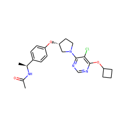 CC(=O)N[C@@H](C)c1ccc(O[C@@H]2CCN(c3ncnc(OC4CCC4)c3Cl)C2)cc1 ZINC000261107433