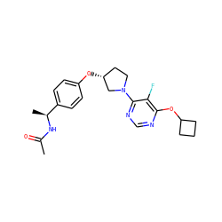 CC(=O)N[C@@H](C)c1ccc(O[C@@H]2CCN(c3ncnc(OC4CCC4)c3F)C2)cc1 ZINC000261179653