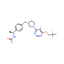CC(=O)N[C@@H](C)c1ccc(O[C@@H]2CCN(c3ncnc(OCC(C)(F)F)c3F)C2)cc1 ZINC000221201821