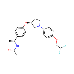 CC(=O)N[C@@H](C)c1ccc(O[C@H]2CCN(c3ccc(OCC(F)F)cc3)C2)cc1 ZINC001772602263
