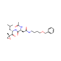 CC(=O)N[C@@H](CC(=O)NCCCCOCc1ccccc1)C(=O)N[C@@H](CC(C)C)C(=O)[C@@]1(C)CO1 ZINC000169352919