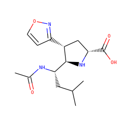 CC(=O)N[C@@H](CC(C)C)[C@@H]1N[C@@H](C(=O)O)C[C@H]1c1ccon1 ZINC000013645221