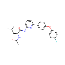 CC(=O)N[C@@H](CC(C)C)C(=O)Nc1cccc(-c2ccc(Oc3ccc(F)cc3)cc2)n1 ZINC000095574818