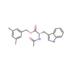 CC(=O)N[C@@H](Cc1c[nH]c2ccccc12)C(=O)OCc1cc(C)cc(C)c1 ZINC000013736192
