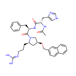 CC(=O)N[C@@H](Cc1c[nH]cn1)C(=O)N[C@H](Cc1ccccc1)C(=O)N1C[C@@H](OCc2ccc3ccccc3c2)C[C@H]1CCCN=C(N)N ZINC000049942241