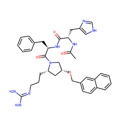 CC(=O)N[C@@H](Cc1c[nH]cn1)C(=O)N[C@H](Cc1ccccc1)C(=O)N1C[C@H](OCc2ccc3ccccc3c2)C[C@@H]1CCCN=C(N)N ZINC000049778314