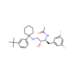 CC(=O)N[C@@H](Cc1cc(F)cc(F)c1)[C@H](O)CNC1(c2cccc(C(C)(C)C)c2)CCCCC1 ZINC000036413296