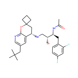 CC(=O)N[C@@H](Cc1ccc(F)cc1F)[C@H](O)CN[C@H]1CC2(CCC2)Oc2ncc(CC(C)(C)C)cc21 ZINC000095572524