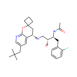 CC(=O)N[C@@H](Cc1ccccc1F)[C@H](O)CN[C@H]1CC2(CCC2)Oc2ncc(CC(C)(C)C)cc21 ZINC000095577192