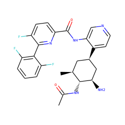 CC(=O)N[C@@H]1[C@@H](C)C[C@@H](c2ccncc2NC(=O)c2ccc(F)c(-c3c(F)cccc3F)n2)C[C@H]1N ZINC000149307505
