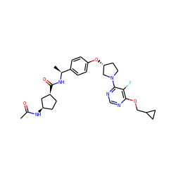 CC(=O)N[C@@H]1CC[C@H](C(=O)N[C@@H](C)c2ccc(O[C@@H]3CCN(c4ncnc(OCC5CC5)c4F)C3)cc2)C1 ZINC000261152738
