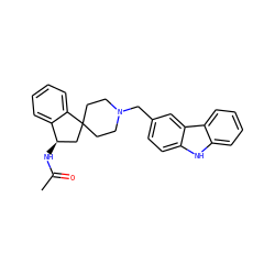 CC(=O)N[C@@H]1CC2(CCN(Cc3ccc4[nH]c5ccccc5c4c3)CC2)c2ccccc21 ZINC000003948581